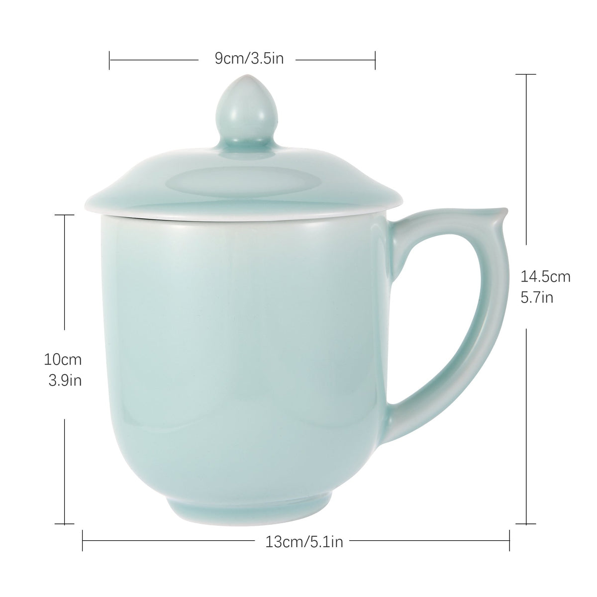 Oriarm Chinese Porcelain Tea Cup With Infuser and Lid, China Ceramic Tea  Mug Set Longquan Celadon Gift Ware 