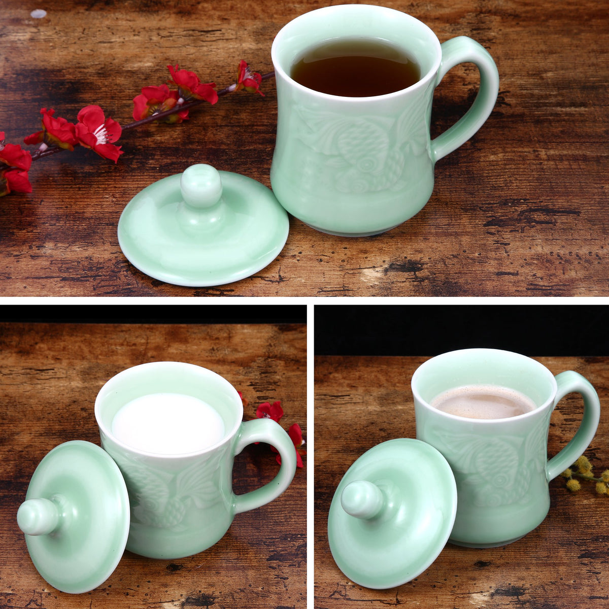 Qingci Celadon - Bamboo Joint Tea Cup - Long Quan Green Plum Celadon  Porcelain - Liu - Tea & Art Shop