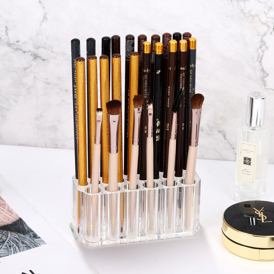 Clear Acrylic Eyeliner Lip Liner Pencil Holder 26 Slots Makeup Display  Stand Organizer Makeup Brushes Shelf Cosmetic Storage Box - AliExpress